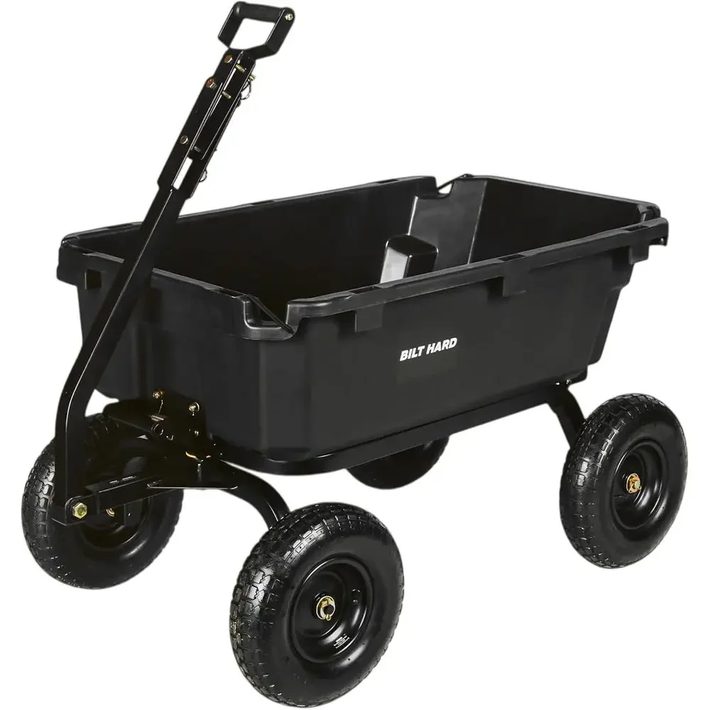 1200 lbs Capacity, 7 Cu Yard Dump Cart, Heavy Duty, Quick Release, Convertible Handle