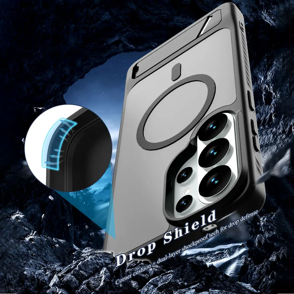 Lereach for Samsung Galaxy S26 Ultra S26+ S26 Plus Magnetic Stand Phone Case Drop Protection Adjustable Stand
