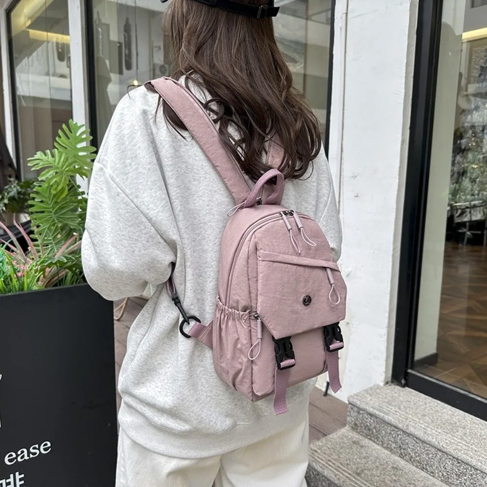 Zaino in nylon da donna antifurto alla moda Borsa a tracolla da viaggio in tinta unita di grande capacità Zaino per studenti in stile giapponese unisex