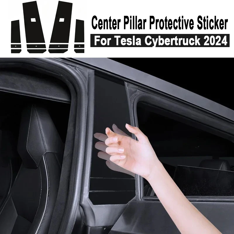 Center Pillar Protective Sticker for Cyber Pickup B-pillar C-pillar Mirror Surface Patch for Tesla Cybertruck 2024 Accessories