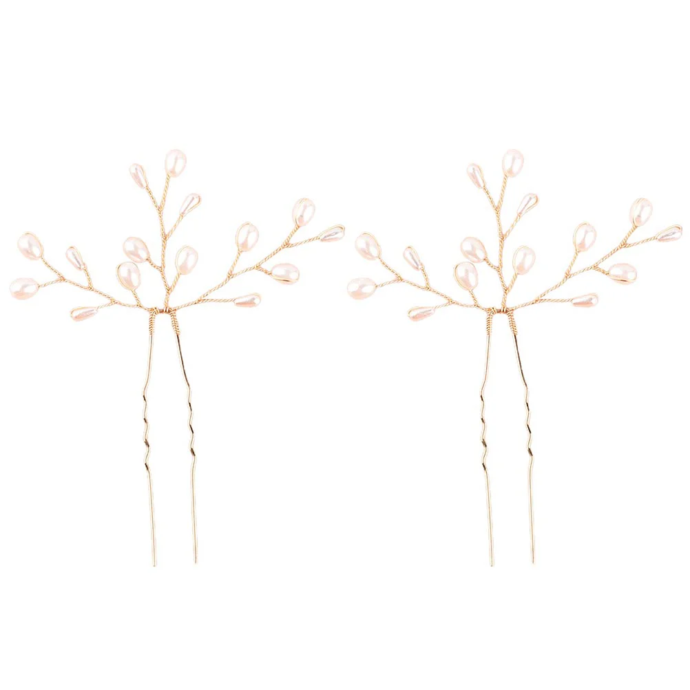 

2 Pcs Hairpin Jewelry Women Bridal Hairpins The Flowers Headdress Bride Hairclip Alloy Elegant Stick Bridesmaid Wedding