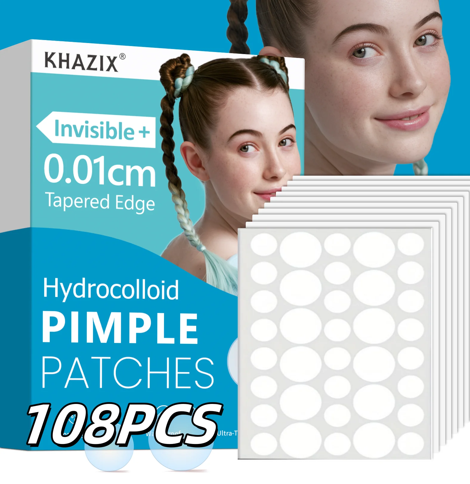 108pcsRound and Star Acne Patch - Hydrocolloid, Waterproof