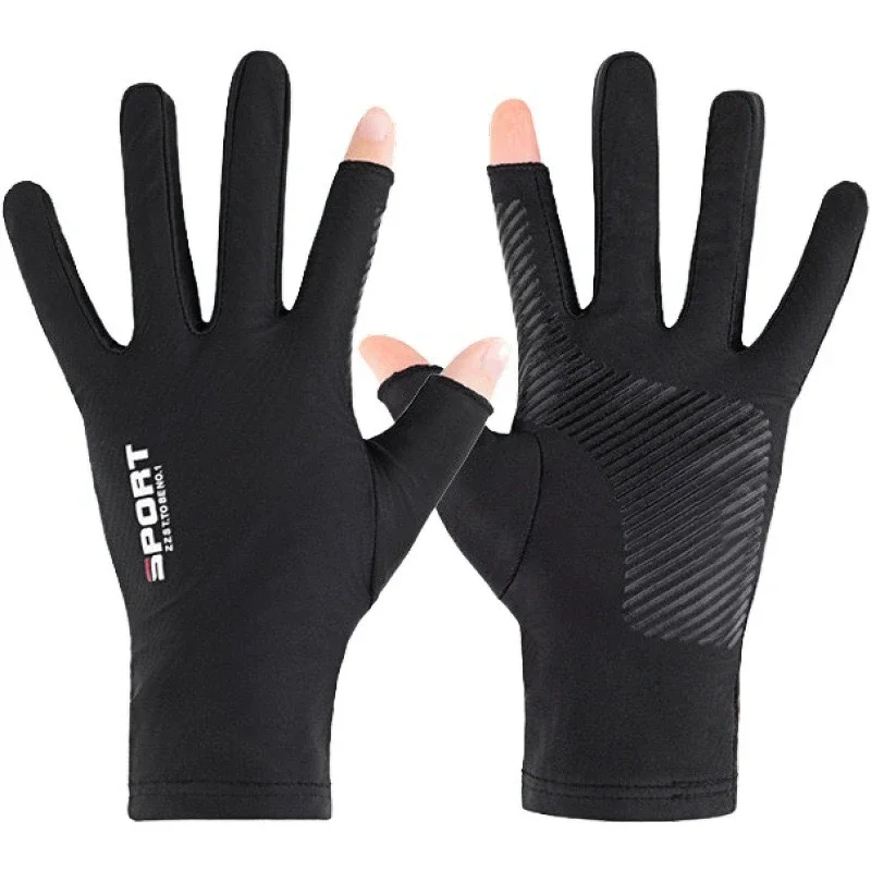 Eisseiden-Halbfinger-Fahrradhandschuhe, rutschfest, für Herren und Damen, Sommer, Outdoor-Sport, Fitness, Fahren, Angeln, hochelastisch – Detail 6