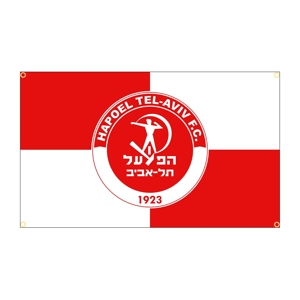 JimonFlag 90X150CM 3X5FT Israël Hapoel Tel Aviv Stad Voetbal Concurrentie Vlag Polyester Gedrukt Banner voor Decor