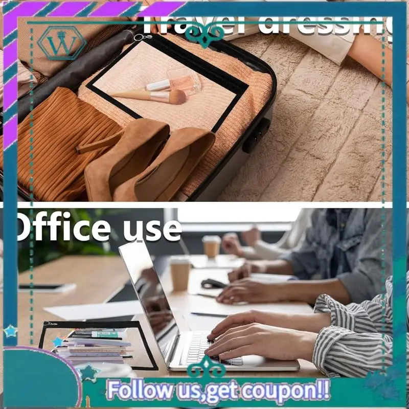 Upgraded 8 Clear Zipper Bags PVC Cosmetic Bag Envelope Storage Zipper Bags For Organizing Home Office Supplies