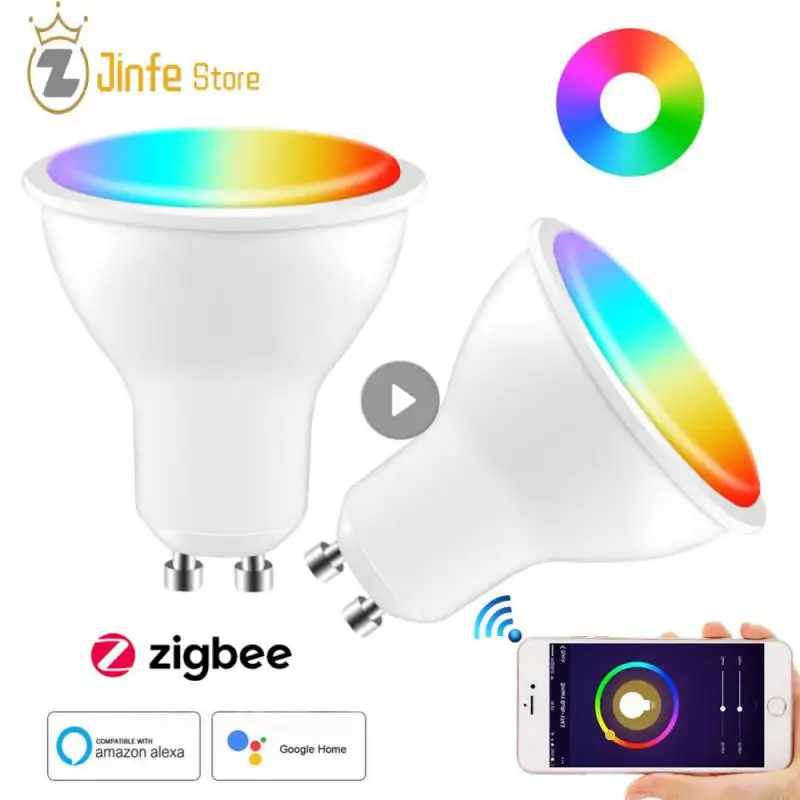 

5W Tuya ZigBee Smart Light Bulb GU10 LED RGB Lamp Work With Alexa/Google Home 1RGB+CW Dimmable Remote Control Magic LED Bulb