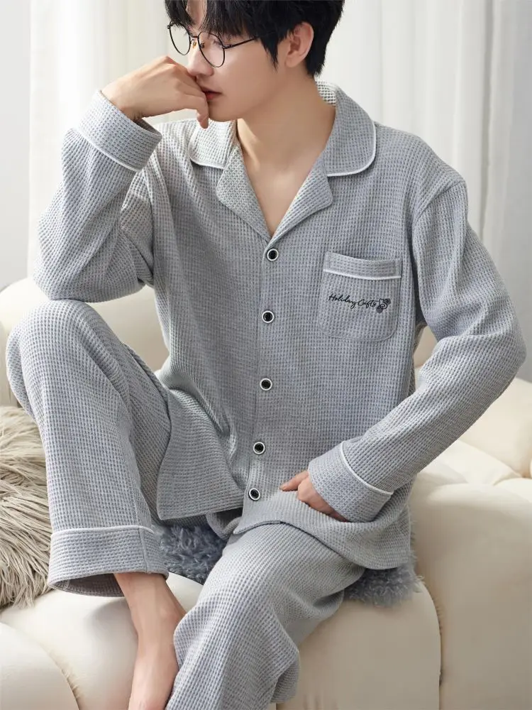 Coppia Look Cotton Man pigiama Silk Sleeping Men pigiama coreano Set Trendy Two Piece Set Family New in Sleepwear Nightwear