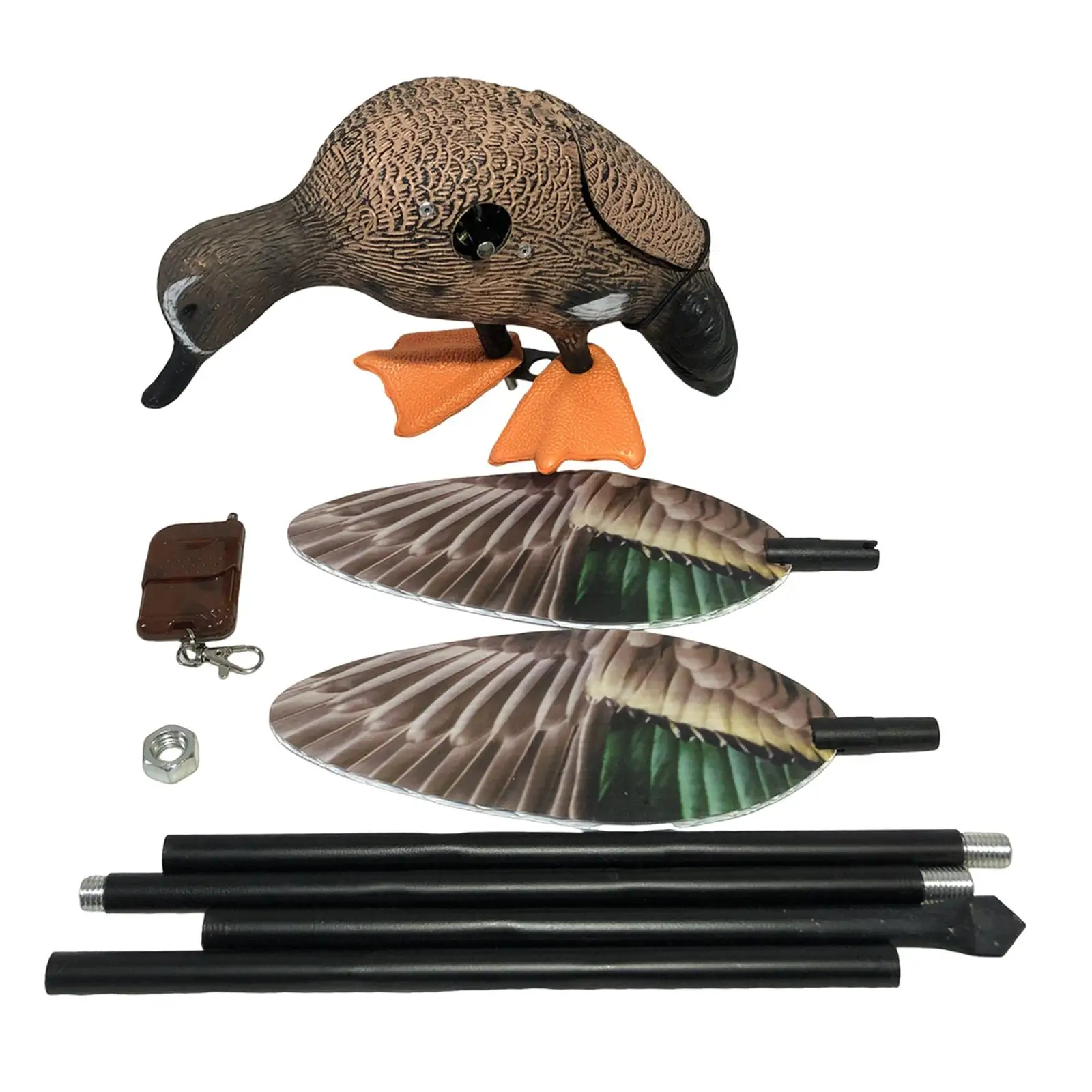 Rotating Wing Duck Decoy with Support Bracket Flexible 3D Electric Flying Duck Decoy for Orchard Backyard Balcony Yard Porch