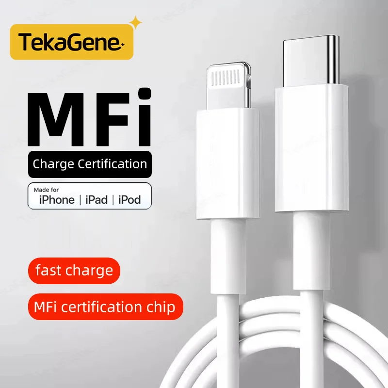 Certyfikat MFI PD 3.0 Type-C do oświetlenia Kabel szybkiego ładowania 20 W Przewód do ładowania danych do iPhone\'a 14 13 12 Pro Max iPad AirPods