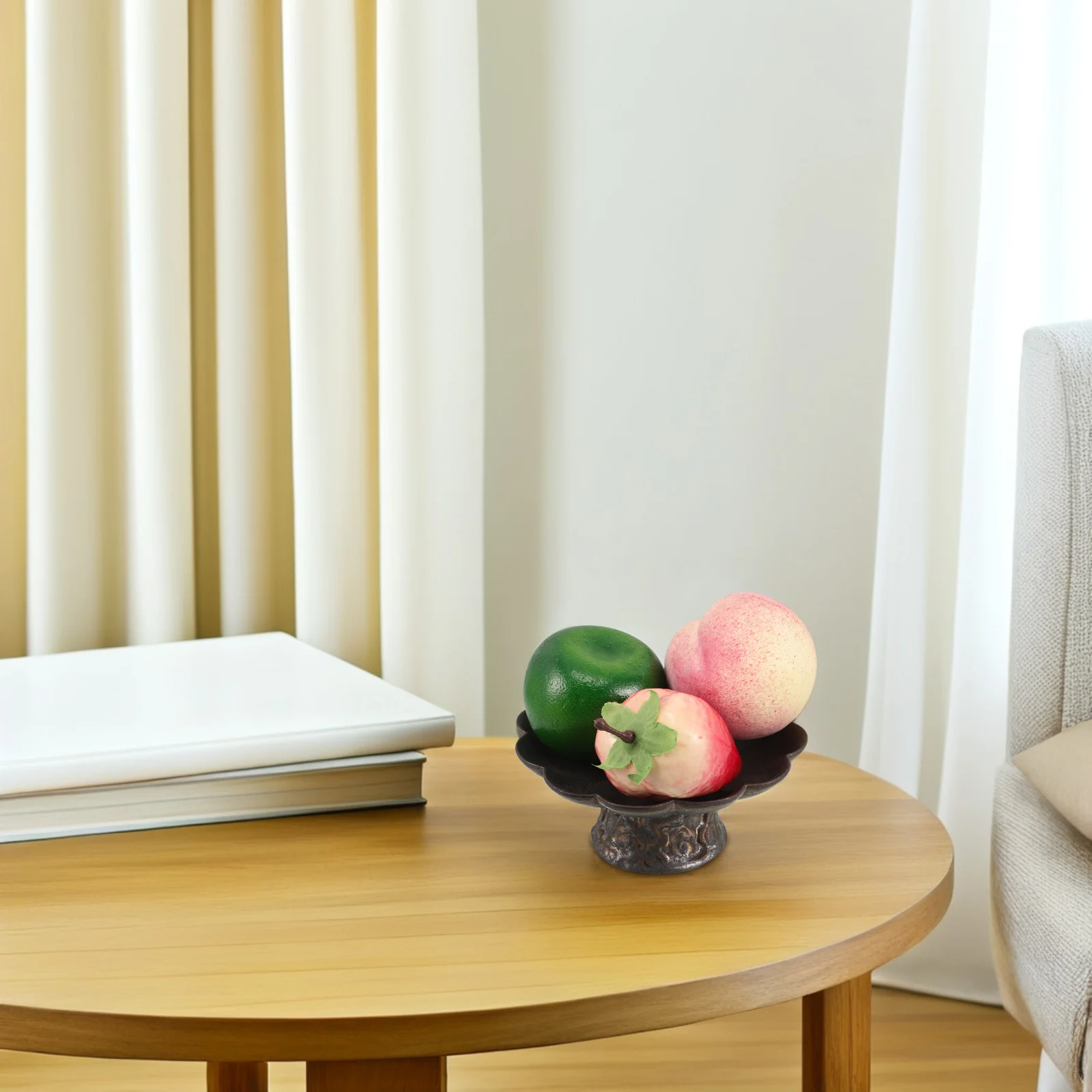 

Footed Vintage Pedestal Ceramic Bowl Decorative Key Dish Retro Fruit Plate Tray Entryway Table Home Snack Cat Candy Dish