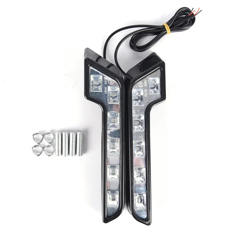 2PCS L Shaped Universal 6LED Car Driving Lamp Fog 12V DRL Daytime Running Light Kit Car Styling Super White