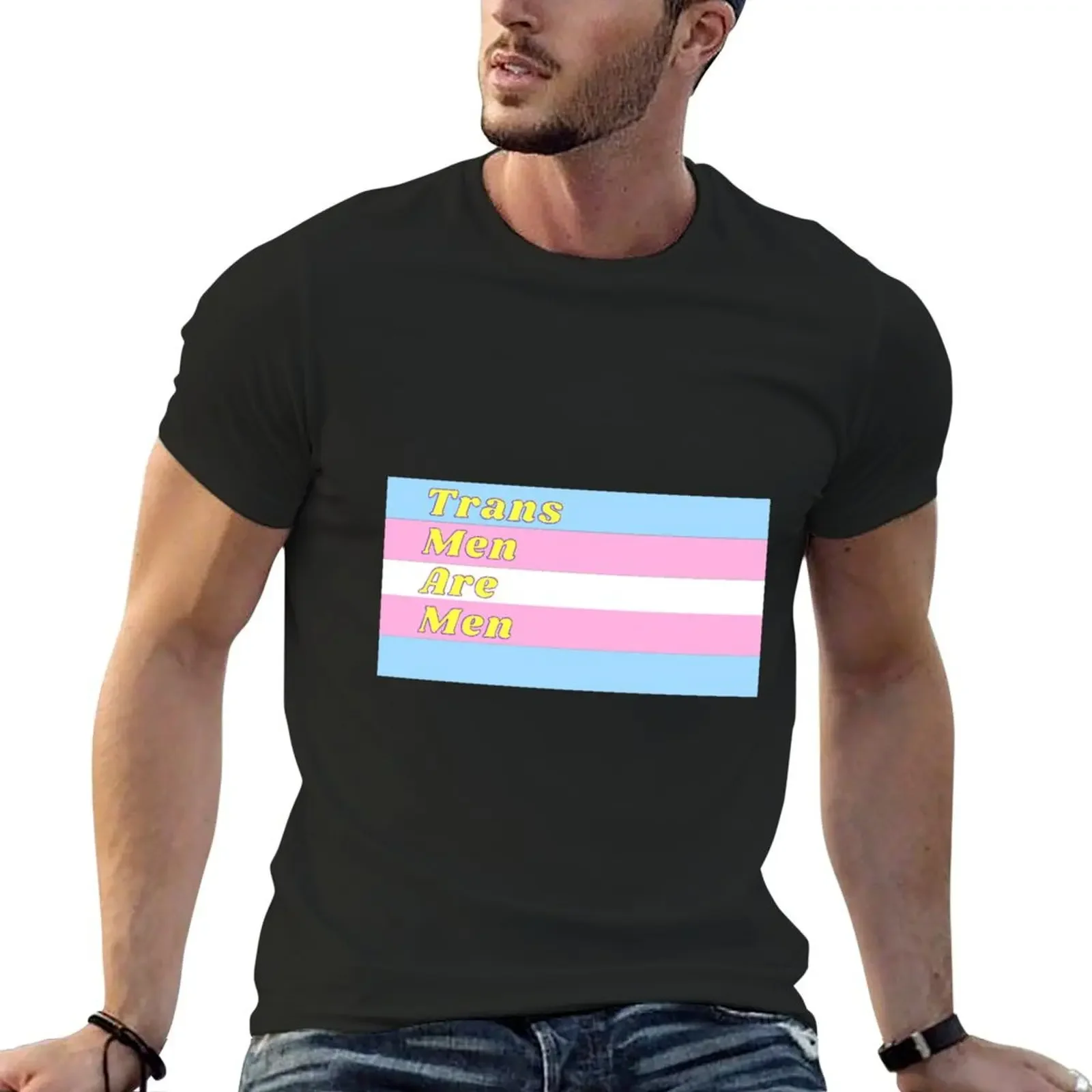 

Trans Men Are Men - Transgender Flag T-Shirt customs summer clothes anime t shirts blue archive t shirts for men