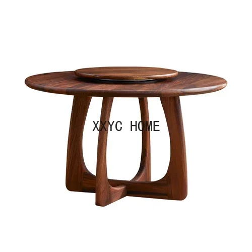 

Original Ecology Black Walnut Wood Table round Nordic Solid Wood Round Table Chinese Turntable Log Dining Table