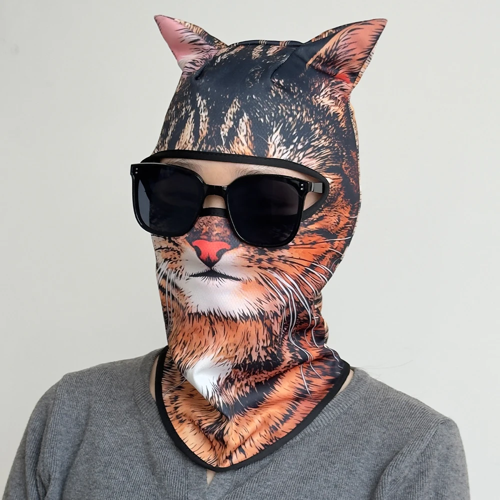 3D animal face mask motorcycle riding equipment sunscreen neck mask dog and cat ear windproof mask summer Outdoor Cycling