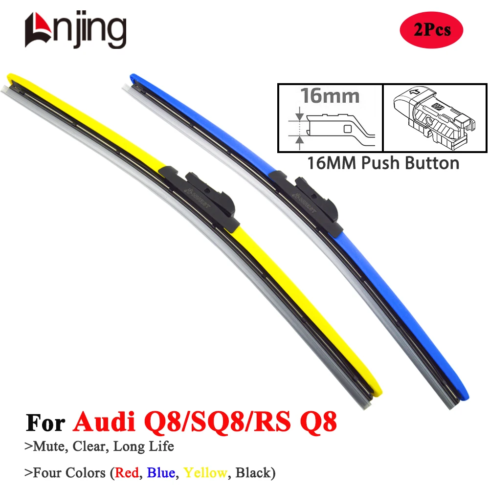 

LNJING Colorful Hybrid Wiper Blade For Audi Q8 SQ8 RSQ8 50 55 SUV Quattro 4MN 2018 2020 2021 2022 2023 2024 2025 Car Accessories