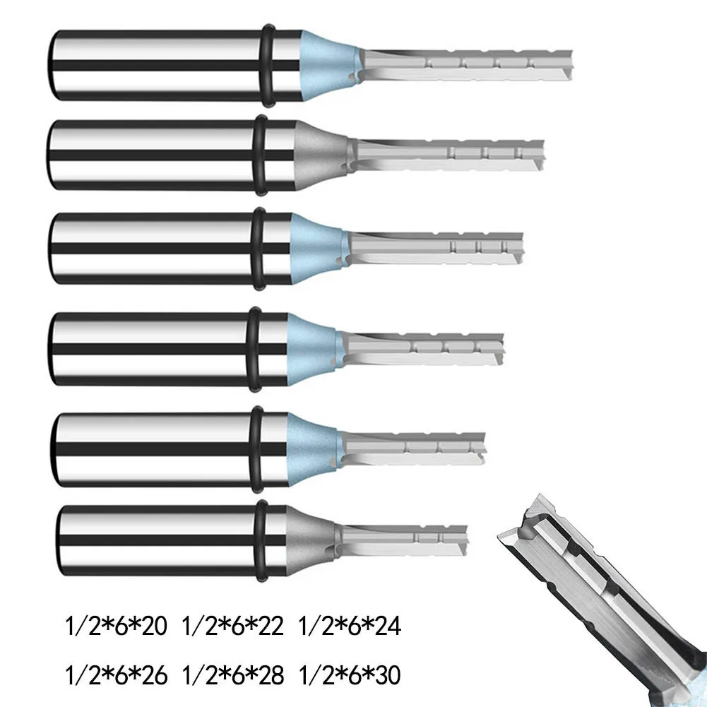 1pc 6-in-1 Carbide CNC Trimming Slot Milling Cutter 1/2 Shank 3 Flutes Cutting Straight Router Bit Three-edged Router Bit