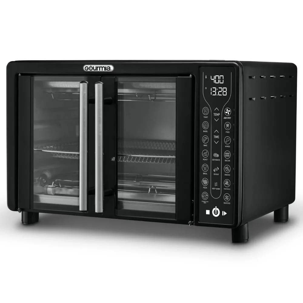 Combo de horno tostador y freidora de aire, 17 preajustes de cocina, horno digital de puerta francesa de 1700W, 24L, horno de convección, bandeja