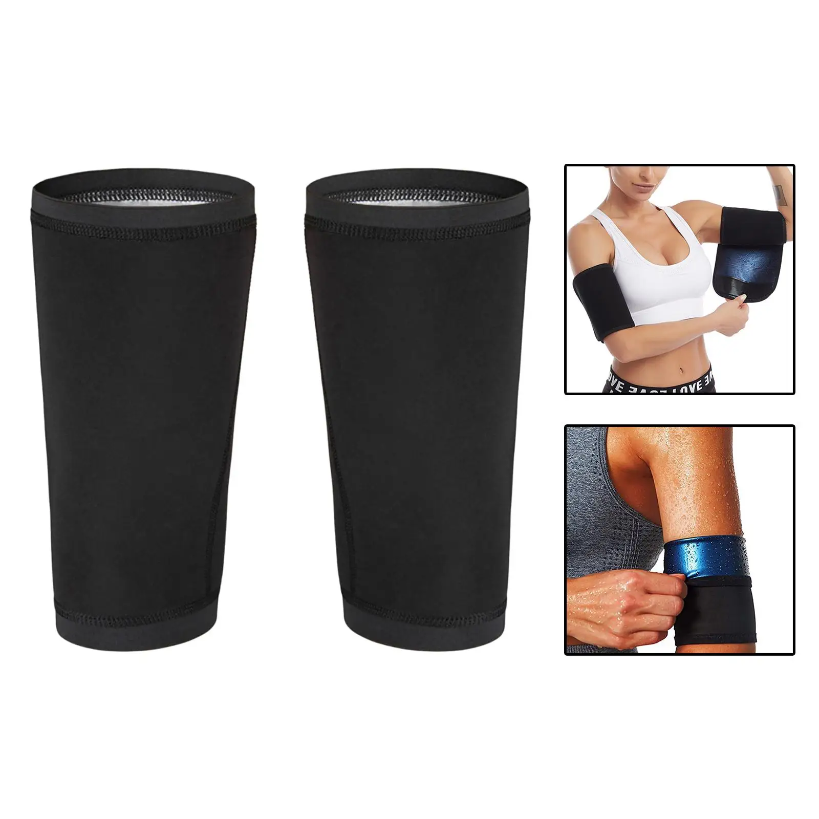 2 Pack Sauna Arm Trimmer Sweat Wrap Bands Weight Loss Slimmer PU blue