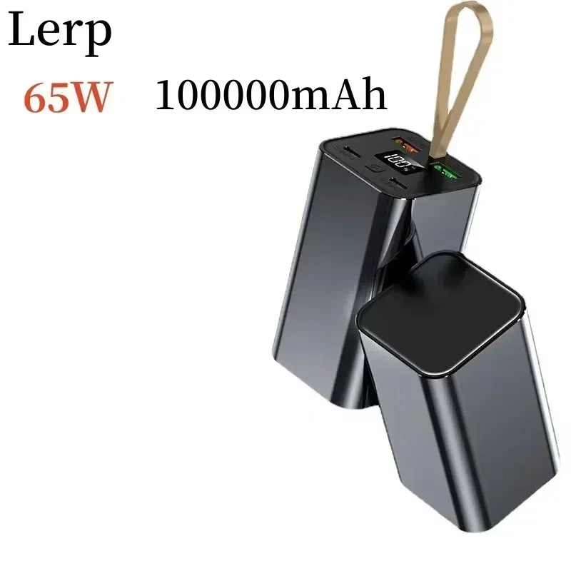 LERP Fast Charging Power Pack, 65W Laptop Charger, 100000mAh, Aluminum Alloy, DC Port, Mobile Power Supply