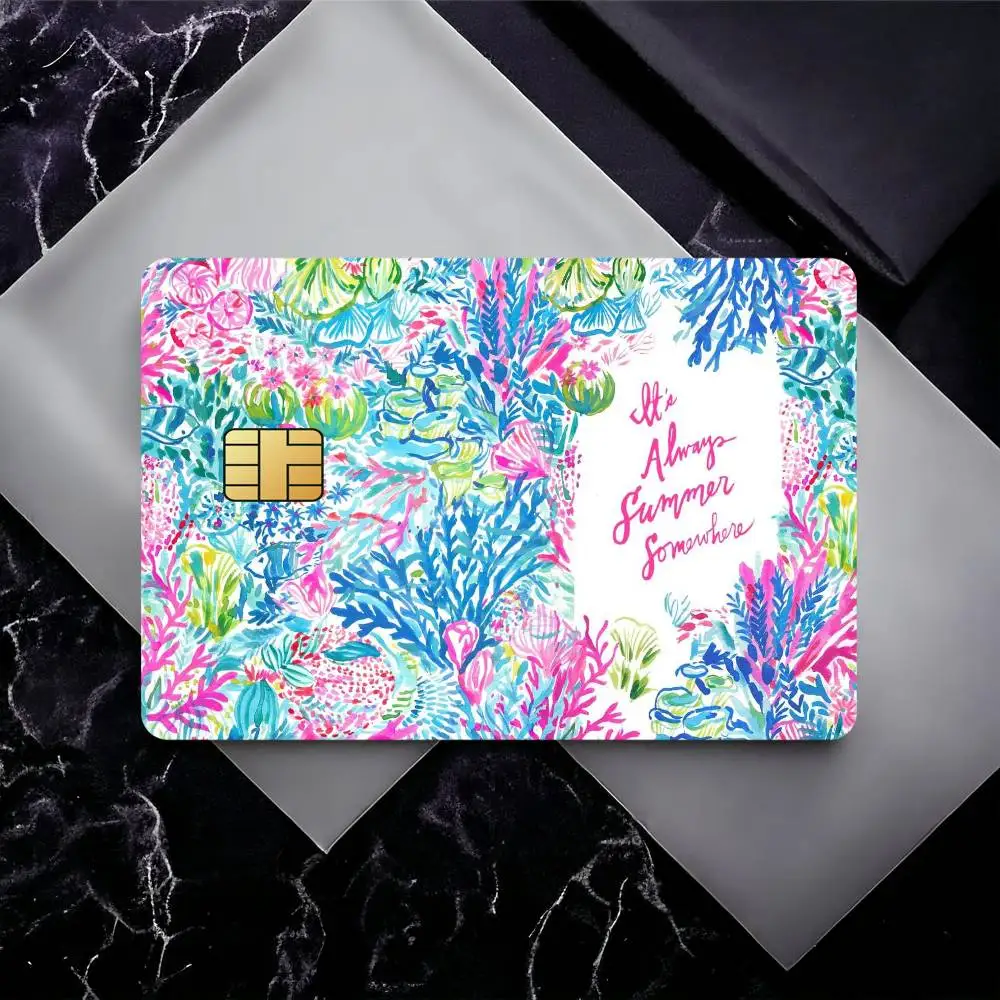 Fashion L-Lilly pulitzer Credit Card Skin Stickers for Bank Card Bus Metro Card Sticker Waterproof Gift