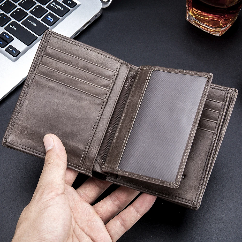 Genuine Cow Leather Small Short Wallet For Men With Money Clip Mens Coin Purse Credit Card Holder Black Coffee Grey Blue Gift