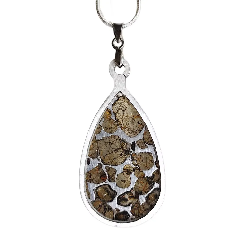 Brenham Olive Meteorite Manual Pendant, Natural Olive Meteorite Necklace Pendant, Specimen Collection, TB247, 9.2g