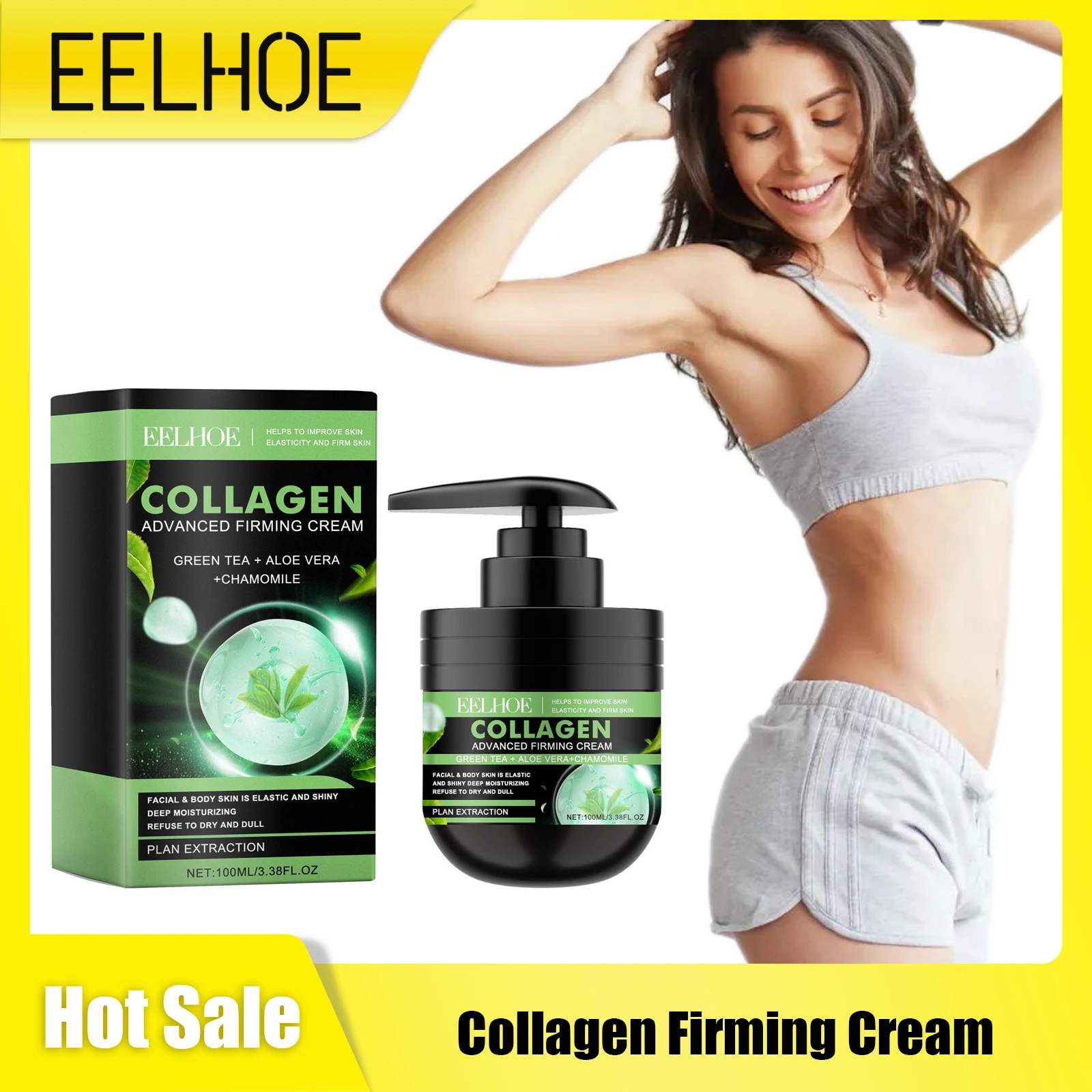 EELHOE Collagen Cream for Body Firming Tighten Skin Smooth Skin Tone Nourishing Brightening Body Lotion Skin Care Products 100ml