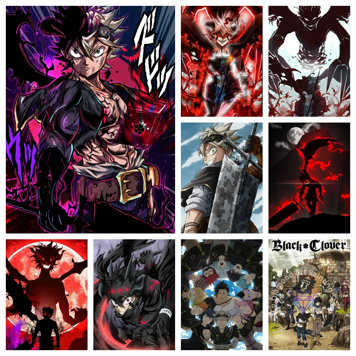 

Black Clover DIY AB Diamond Painting Mosaic Japanese Anime Embroidery Full Diamond Cross Stitch Home Decoration Children's Gift