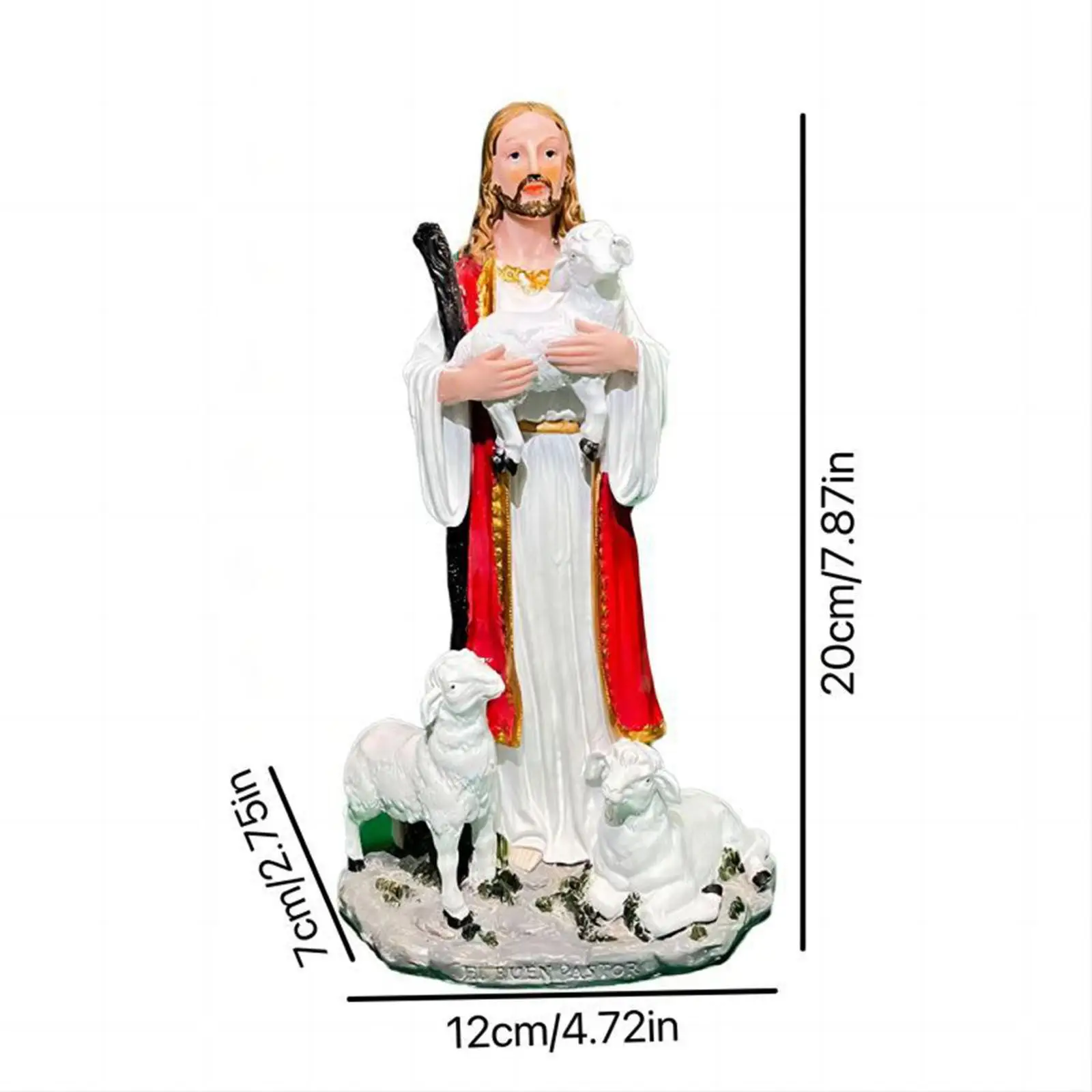 Collezione natalizia di figurine di Gesù che tiene un agnello da 20 cm per l'arredamento della stagione natalizia