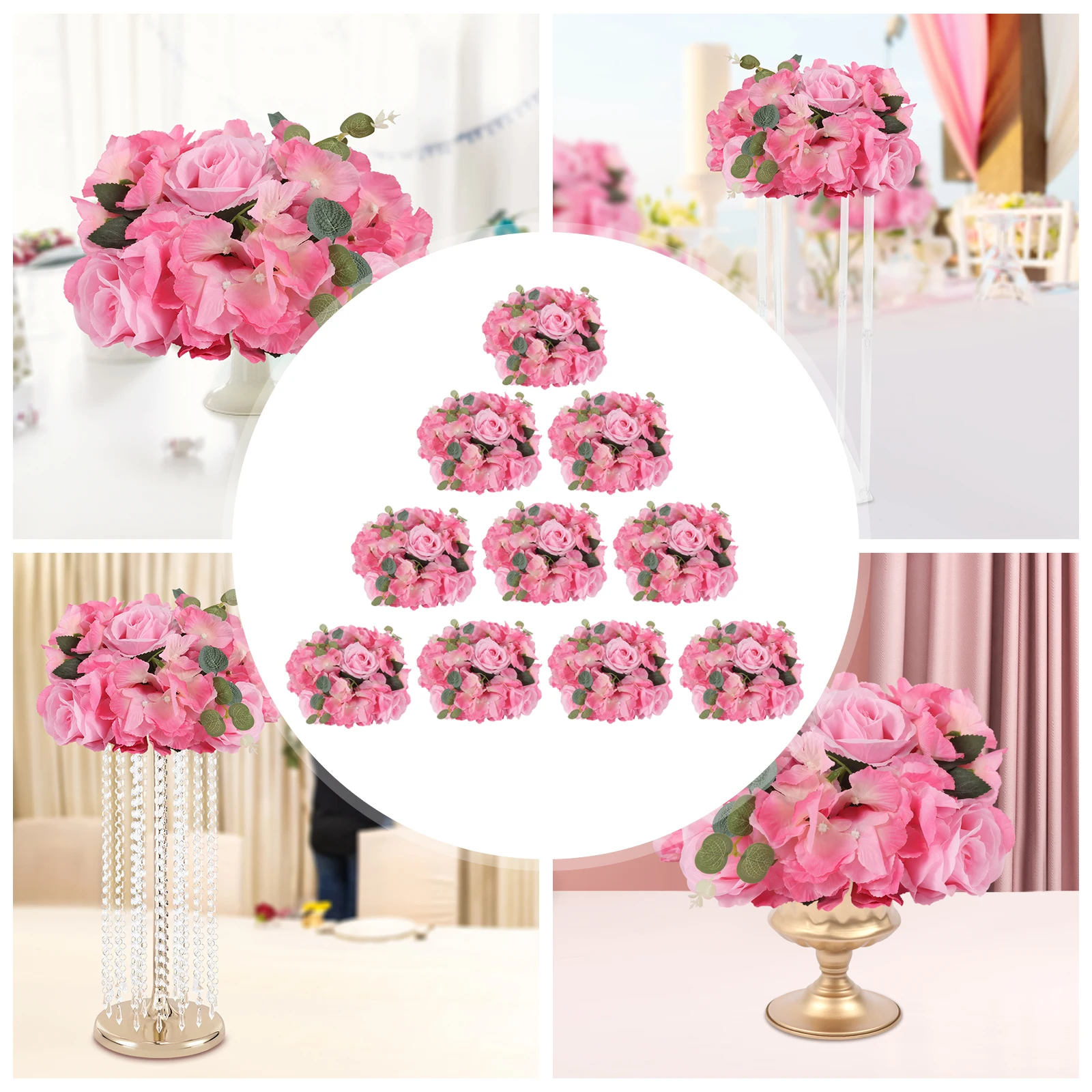 

10Pcs Flower Balls Wedding Centerpieces Fake Flower Ball Arrangement Bouquet11.8*7.87 In New