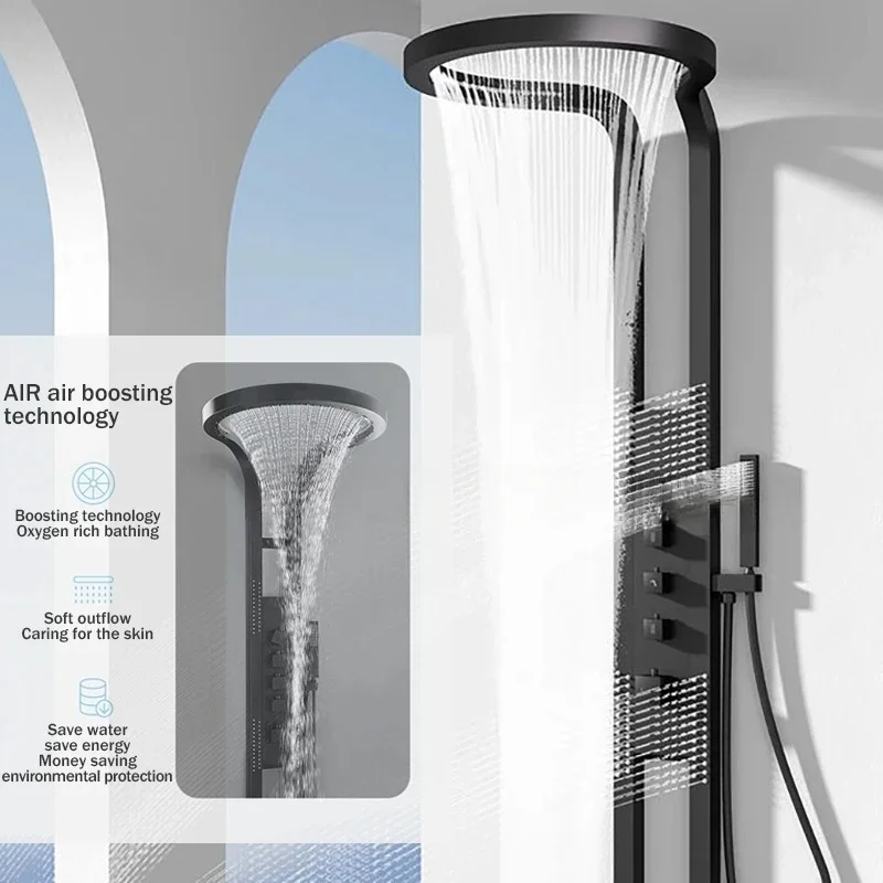 Luxury Shower For Bathroom Shower Head Pressurized Waterfall Top Spray Multifunctional System Wall Mounted Set