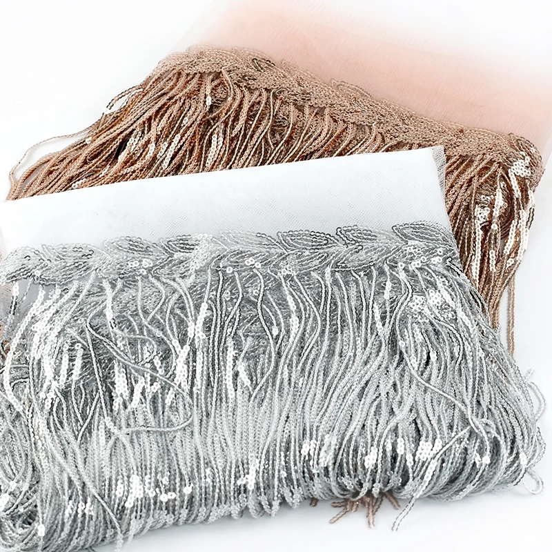 شريط شراشيب مزخرف بالترتر بطول - مراجعة Fringe Ribbon Sewing وسعره
