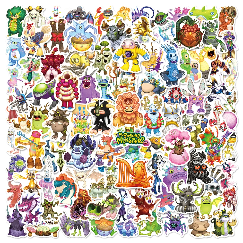 10/30/50/100pcs My Singing Monsters Music Game Stickers Cute Cartoon Decals DIY Skateboard Guitar Luggage Waterproof Sticker Toy