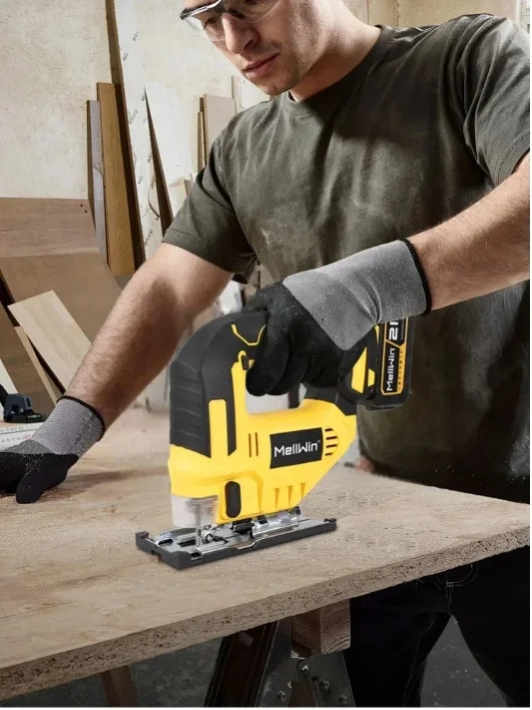 MELLWIN Elektrische Stichsäge 3500 U/min Kabellos 26mm Hub Mit 31 Sägeblättern 45 °   Multifunktions-Kapp- und Gehrungssäge für Makita 18V Akku