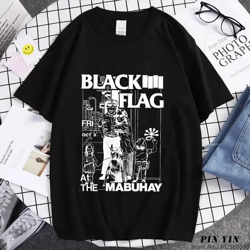 Camiseta de banda negra para hombre, camisa de manga corta con estampado de bandera Vintage, Punk, Rock, Hipster, música, Harajuku