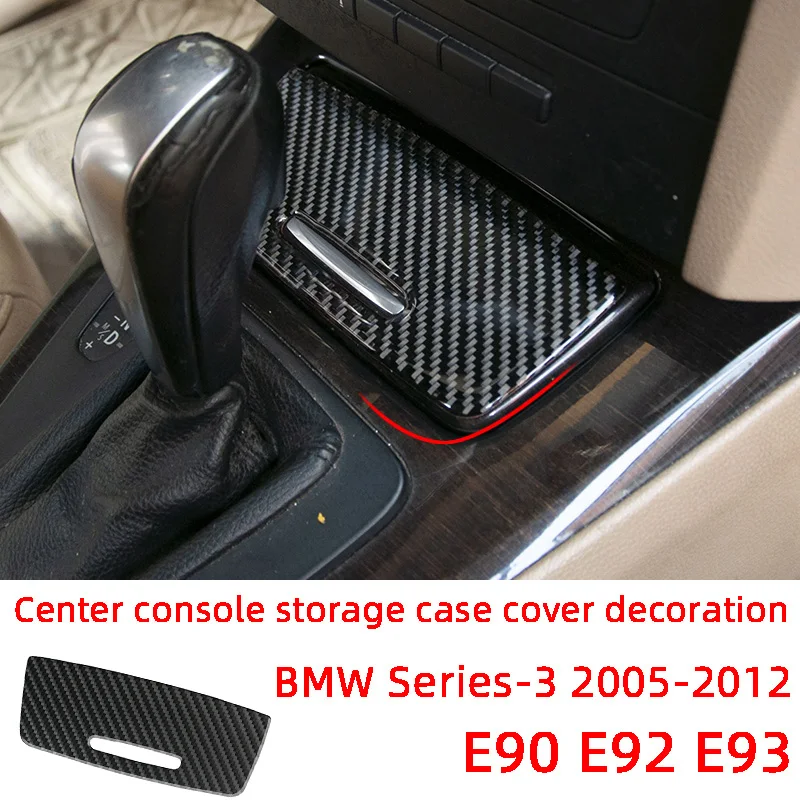 Center Console Storage Case Cover Decoration Patch Carbon Fiber Car Stickers For BMW 2005-2012 E90 E92 E93 Interior Accessories