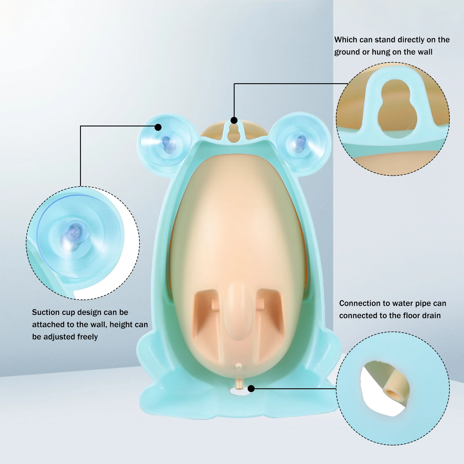 

1Set Children Training Urinal Durable PP Material Cartoon Animal Boy Pee Trainer Adjustable Height Standing Potty