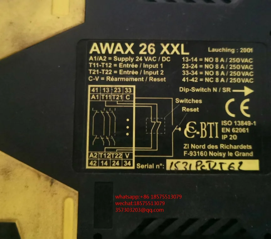 

For BTI AWAX26XXL Safety Relay 24VDC AWAX26 XXL 1 Piece