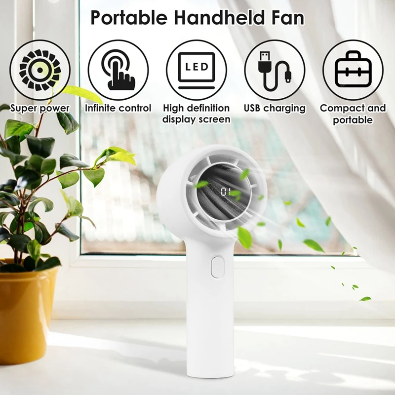 Handheld Portable High Wind Long-Lasting Desktop Silent Small Fan 3-Speed Charging Fan With Display