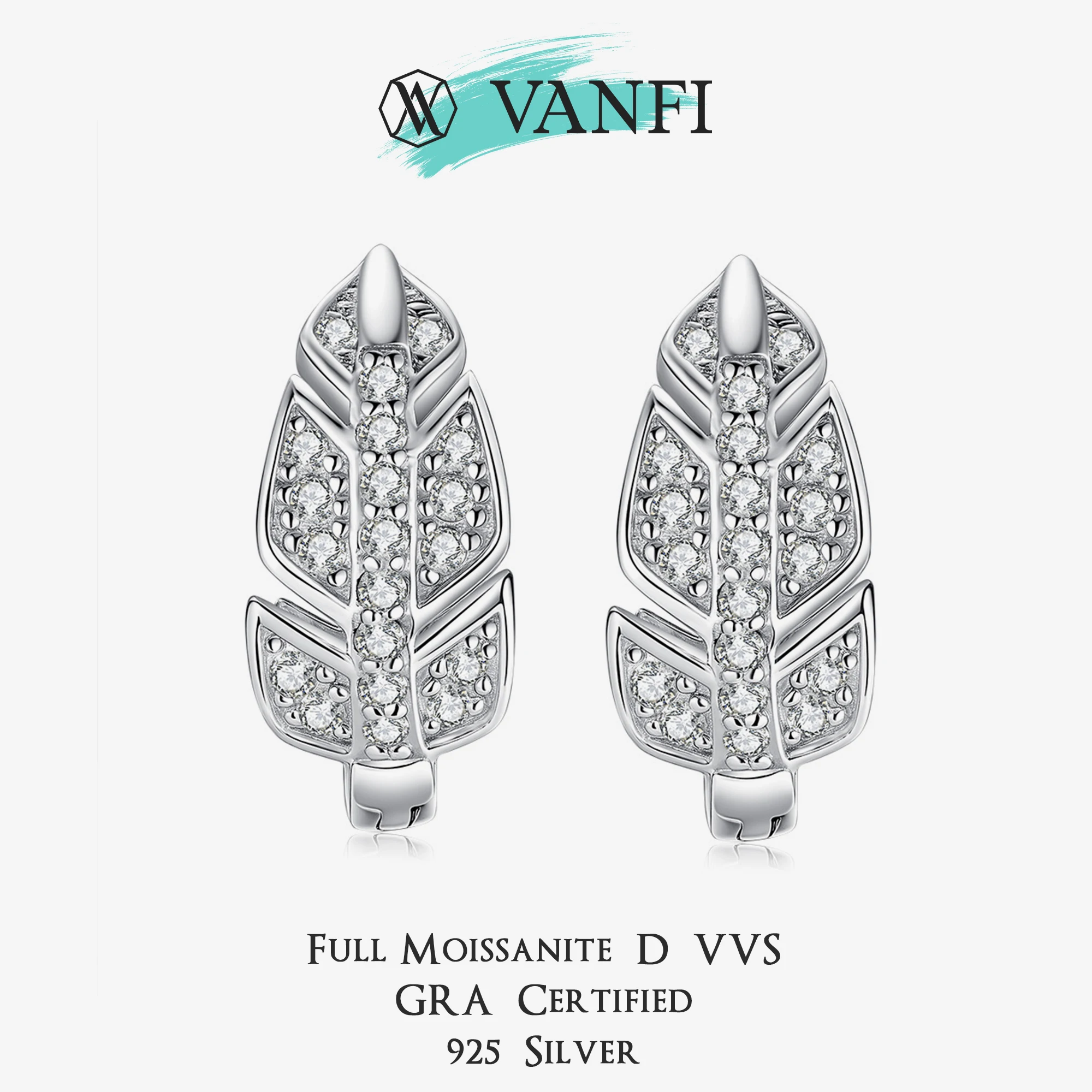 

Kfvanfi Moissanite Earrings for Women 925 Sterling Silver Platinum Plated Leaf Design Party Wedding Certified Jewelry Earrings