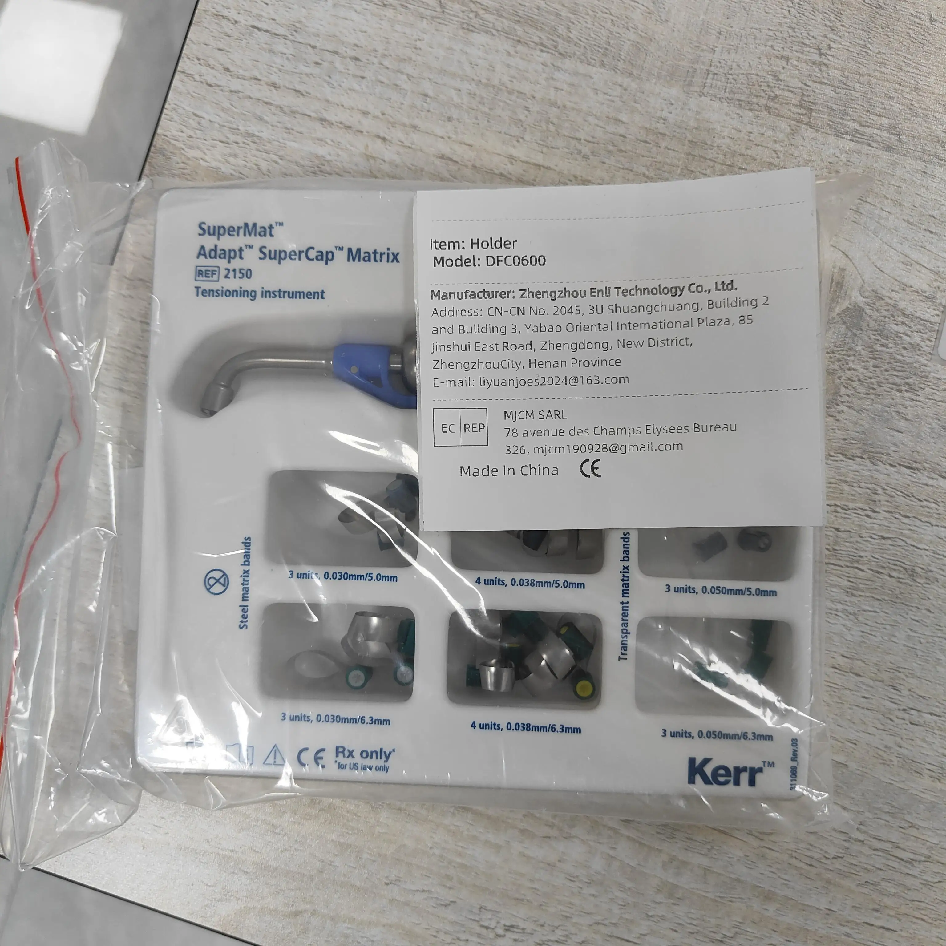 Kerr SuperMat Universal Matrix Tensioning System Dental Adapt SuperCap Matrix Bands NO.2150 Double-Side Contoured Metal Matrices
