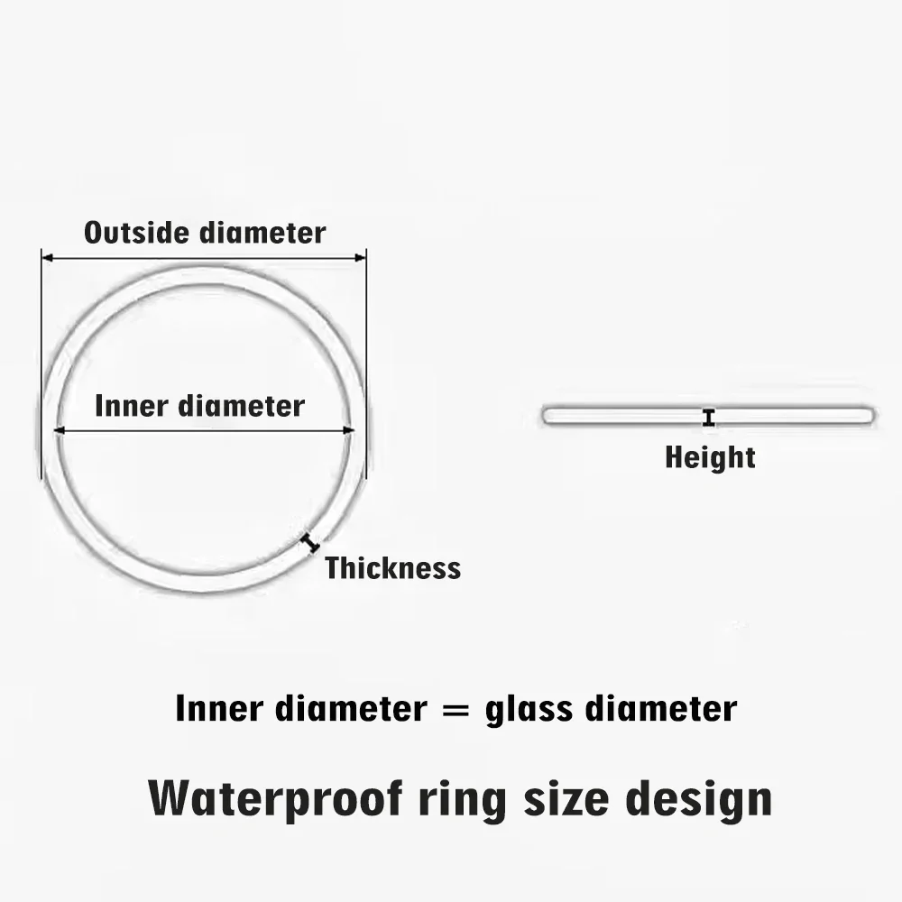 1/2/5 pièces joints étanches en verre joint torique Dia 26mm-35.5mm haut 1.2MM d'épaisseur 0.5MM boîtier de montre bague de joint étanche
