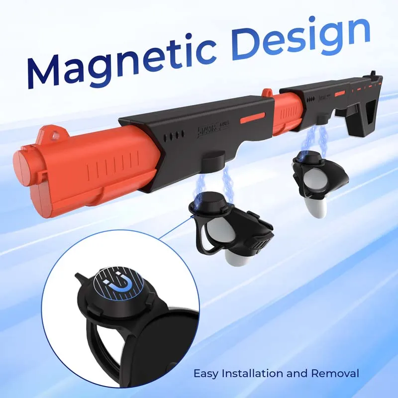 Magnetic Suction Quick Release Pistol Shooting For Quest 3 VR Gaming Experience Machine Gun For Meta Quest 3 VR Accessories