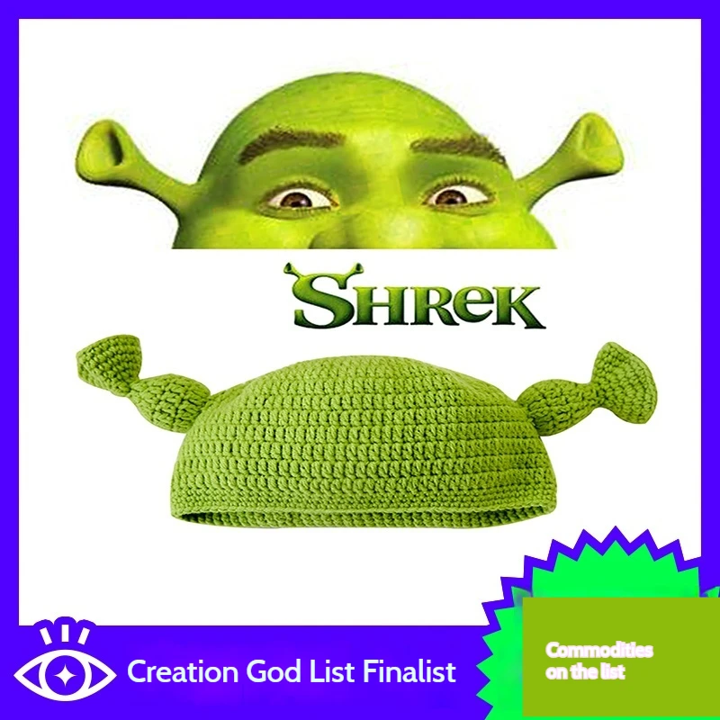 Shrek Headband Bonnet New Unisex Halloween Bonnet Skullies Beanie Cute Knit Hat Shrek Ears Cosplay Prop Theme Costume