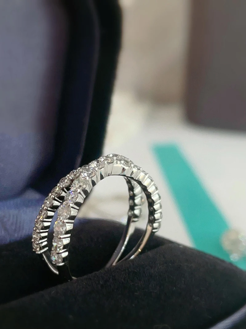 LUOWEND-Anillo de platino 900 con forma de cruz de lujo, anillo de compromiso de diamante Natural Real de 1,0 quilates para mujer, joyería de boda alta