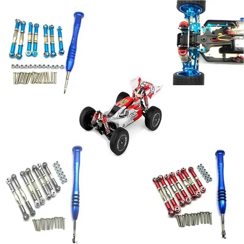 Voor WLtoys 144001   1/14 RC Auto-onderdelen Metalen koppeling Servo Trekstang Stuur Trekstangset