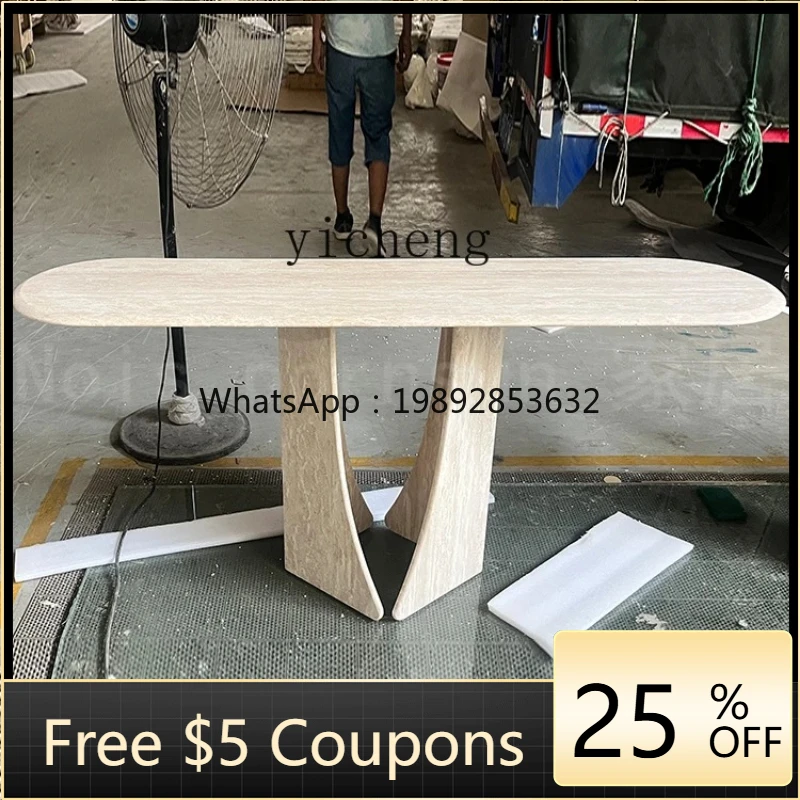 

1 beige travertine against the wall entrance table creative simple model house sales department entry strip desk