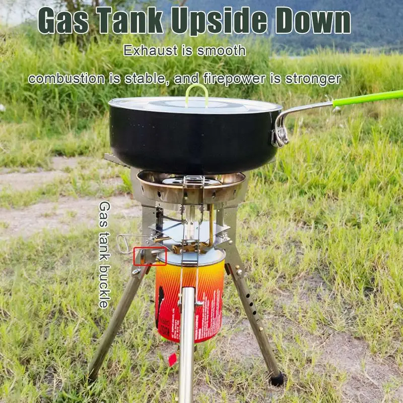 

Outdoor Camping Burner Stove Portable Gas Stove Cookware Hiking Picnic Cooking Equipment Adjustable Heights for Picnic Traveling