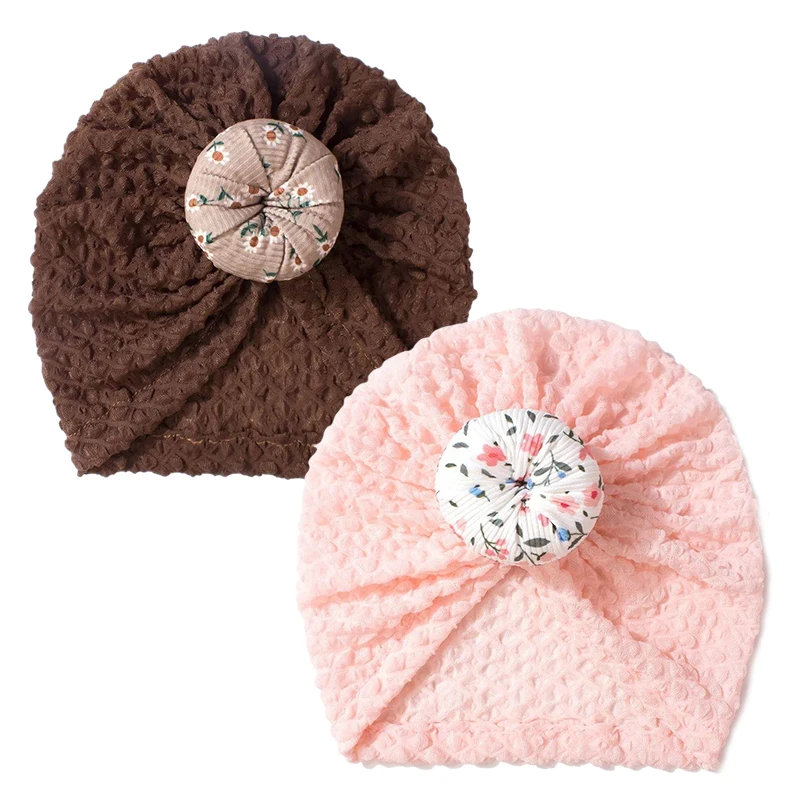 

Accessories Newborn Baby Turban Cap Cute Doughnut Floral Prints Baby Girl Boy Hat Soft Cotton Elastic Infant Bonnet Head Wraps