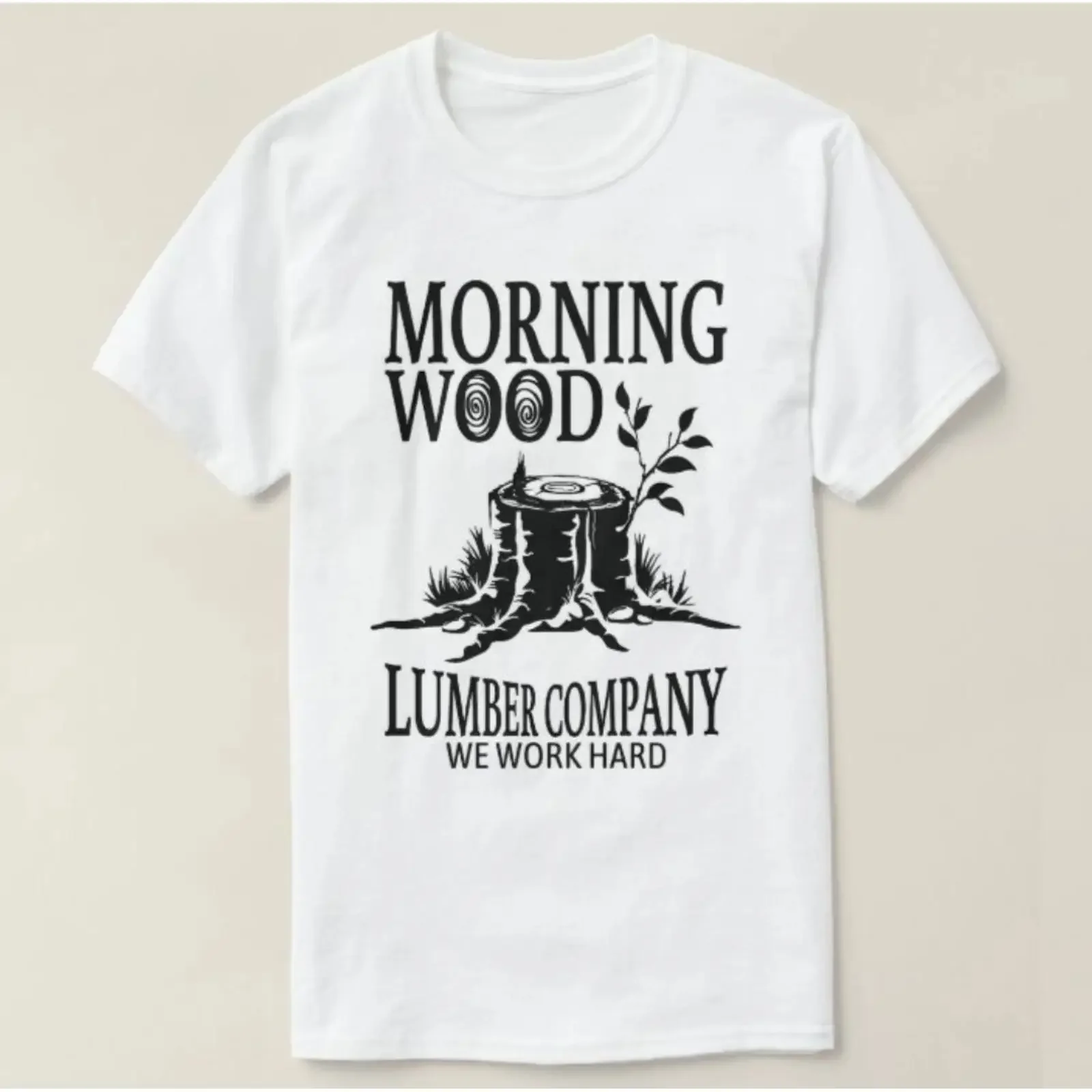 Morning Wood Lumber Company We Work Hard XXX Large Heavyweight Cotton T Shirt vintage Washed Versatile Stretched graphic